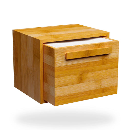 Bamboo Storage Box With Drawer Heavy Duty Rustic Wood Disposable Face Towel Tissue Keys Desktop Organizer Case Container